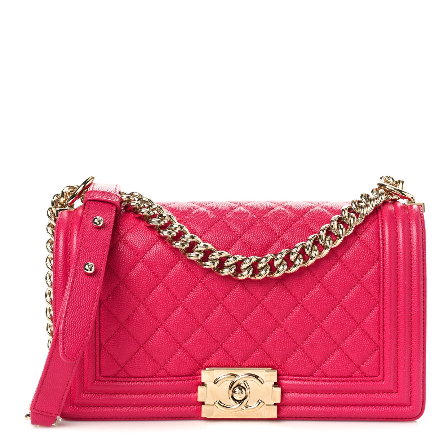 Caviar Quilted Medium Boy Flap Fuchsia