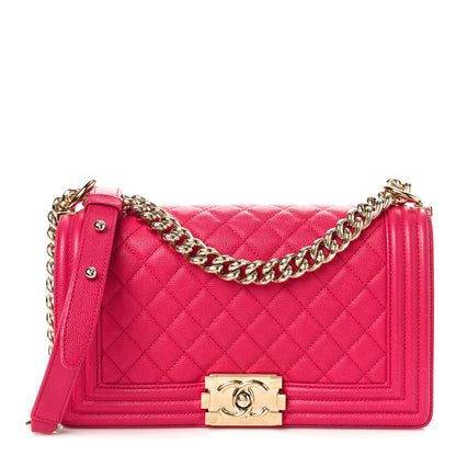 Chanel Caviar Quilted Medium Boy Flap Fuchsia 2 of 10