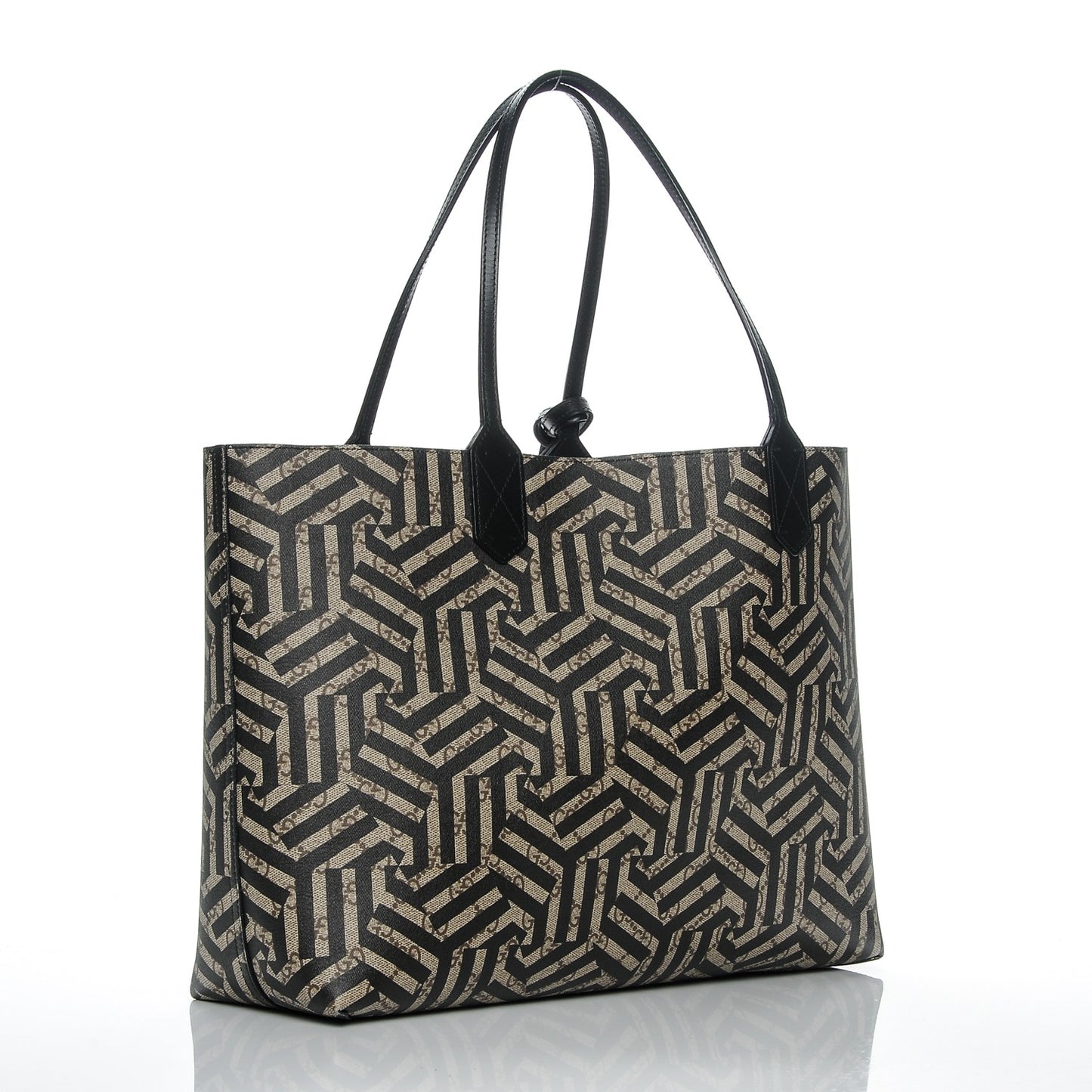 Calfskin GG Supreme Monogram Caleido Large Reversible Tote Black
