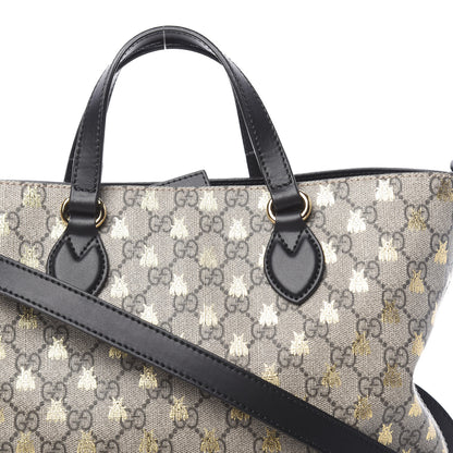 Gucci Soft GG Supreme Monogram Bees Small Crossbody Tote Beige Oro Black 8 of 10