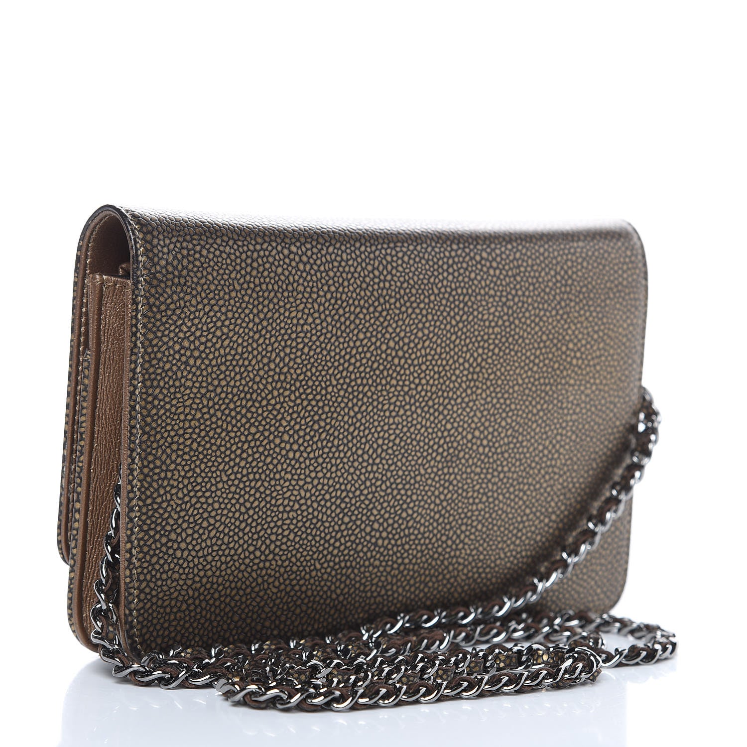 Chanel Metallic Caviar Timeless CC Wallet On Chain WOC Bronze 3 of 13