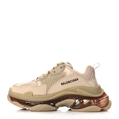 Balenciaga Fabric Mesh Clear Sole Womens Triple S Sneakers 39 Beige 1 of 7