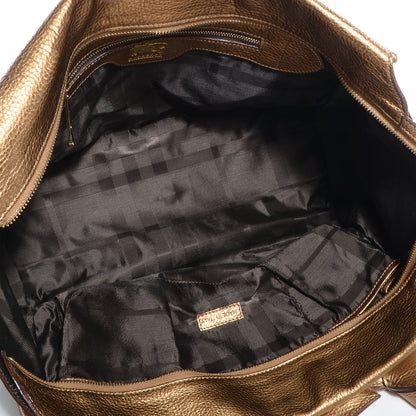 Burberry Metallic Leather House Check Large Manor Tote Gold 5 of 9