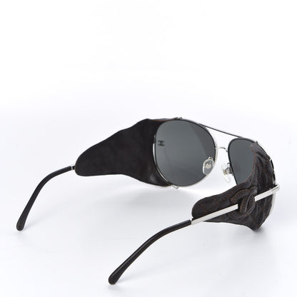 Chanel Titanium Lambskin CC Pilot Sunglasses Brown 4 of 8
