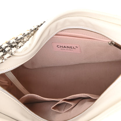Chanel Patent Goatskin Quilted Medium Gabrielle Hobo White 5 of 11