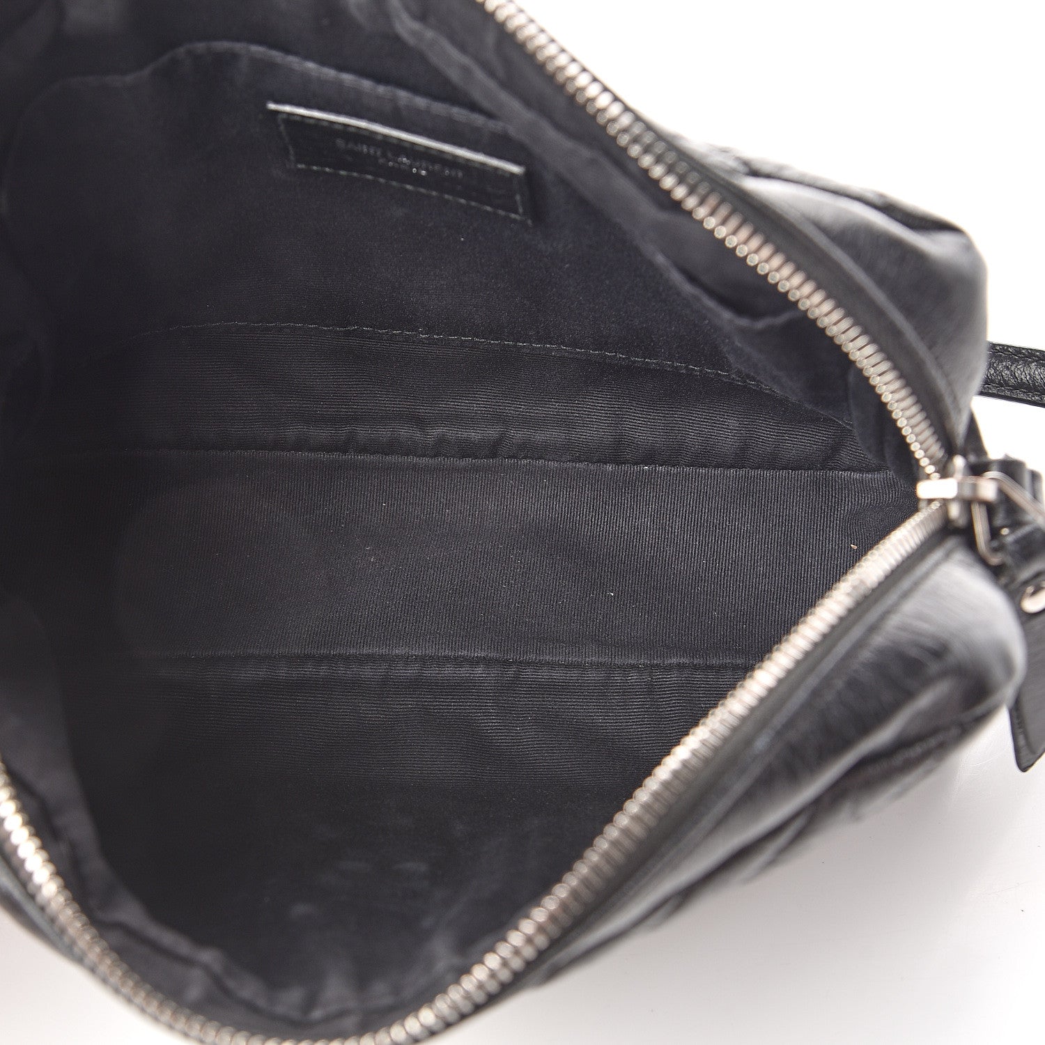 Saint Laurent Cracked Shiny Calfskin Matelasse Monogram Lou Camera Bag Black 4 of 7