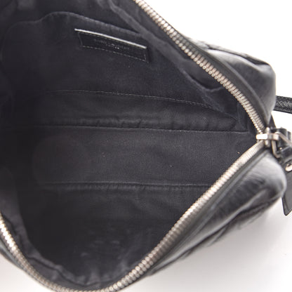 Saint Laurent Cracked Shiny Calfskin Matelasse Monogram Lou Camera Bag Black 4 of 7