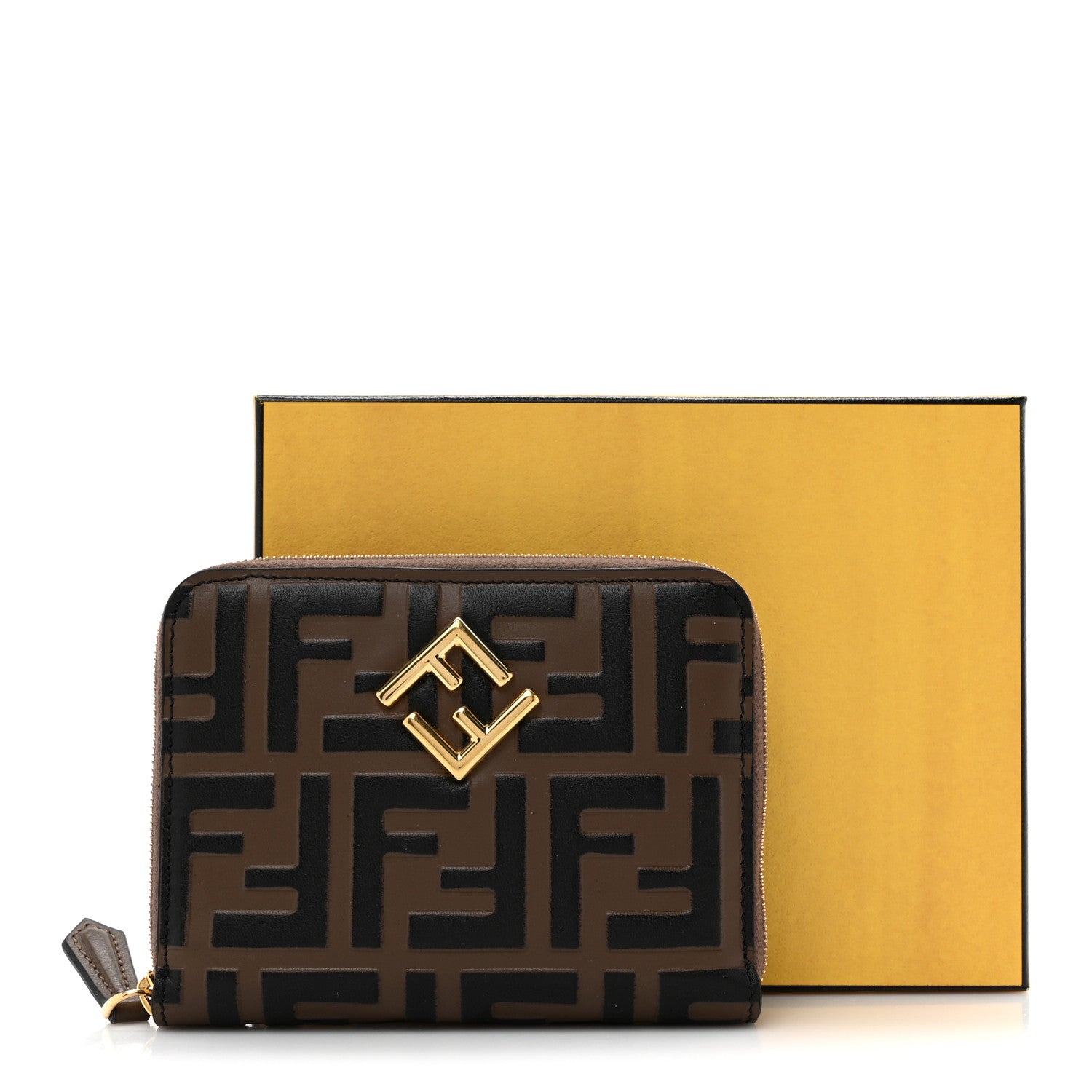 Fendi Vitello Ceylon Bi-Color FF 1974 Embossed FF Diamonds Wallet Maya Black 10 of 10