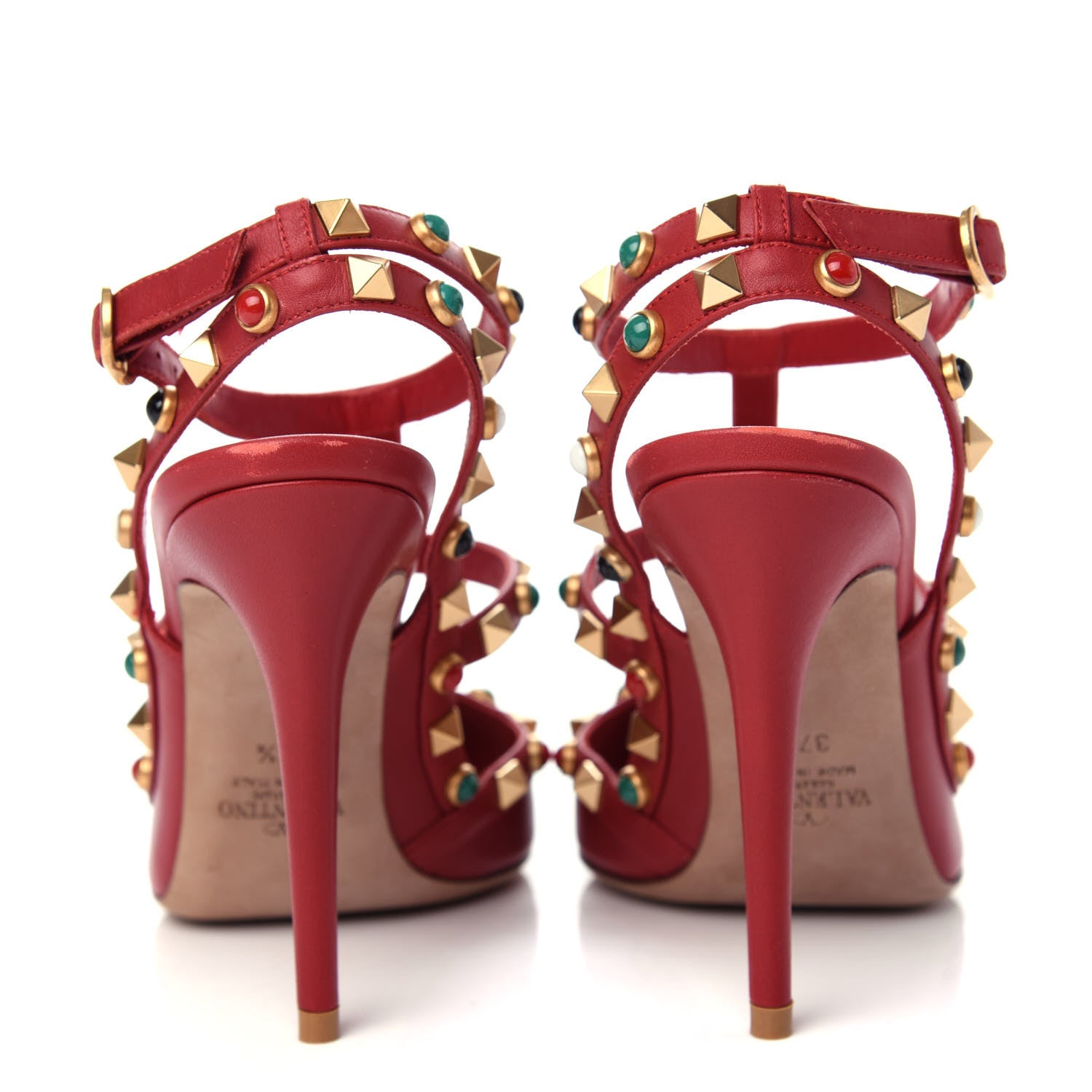Valentino Garavani Calfskin Rockstud Rolling Ankle Strap 100mm Pumps 37.5 Rosso Valentino 7 of 11