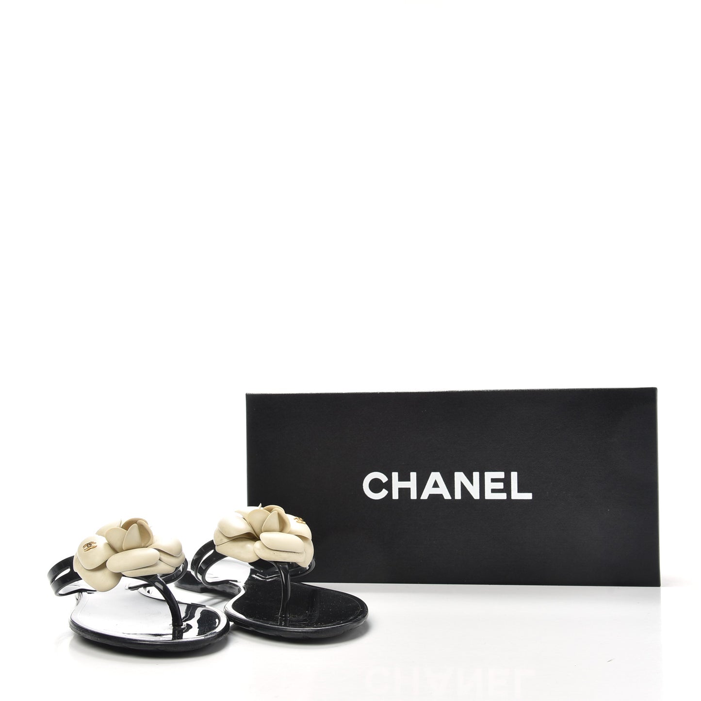 Jelly Camellia Thong Sandals 36 Black Ivory