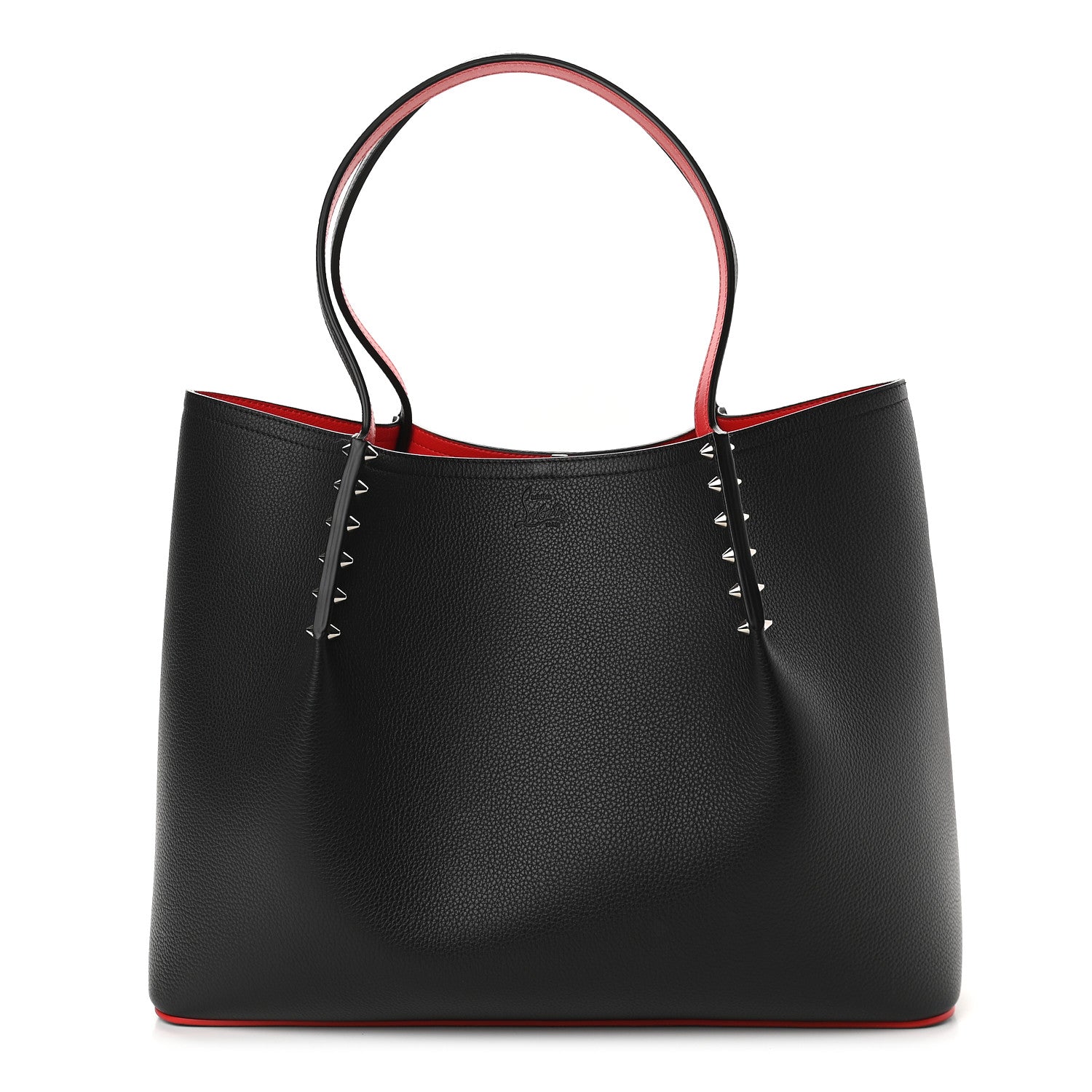 Christian Louboutin Calfskin Spiked Large Cabarock Shopper Tote Black 1 of 8