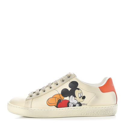 Gucci X DISNEY Miro Soft Calfskin Mickey Mouse Print Womens Ace Sneakers 36 Ivory Deep Orange 1 of 8