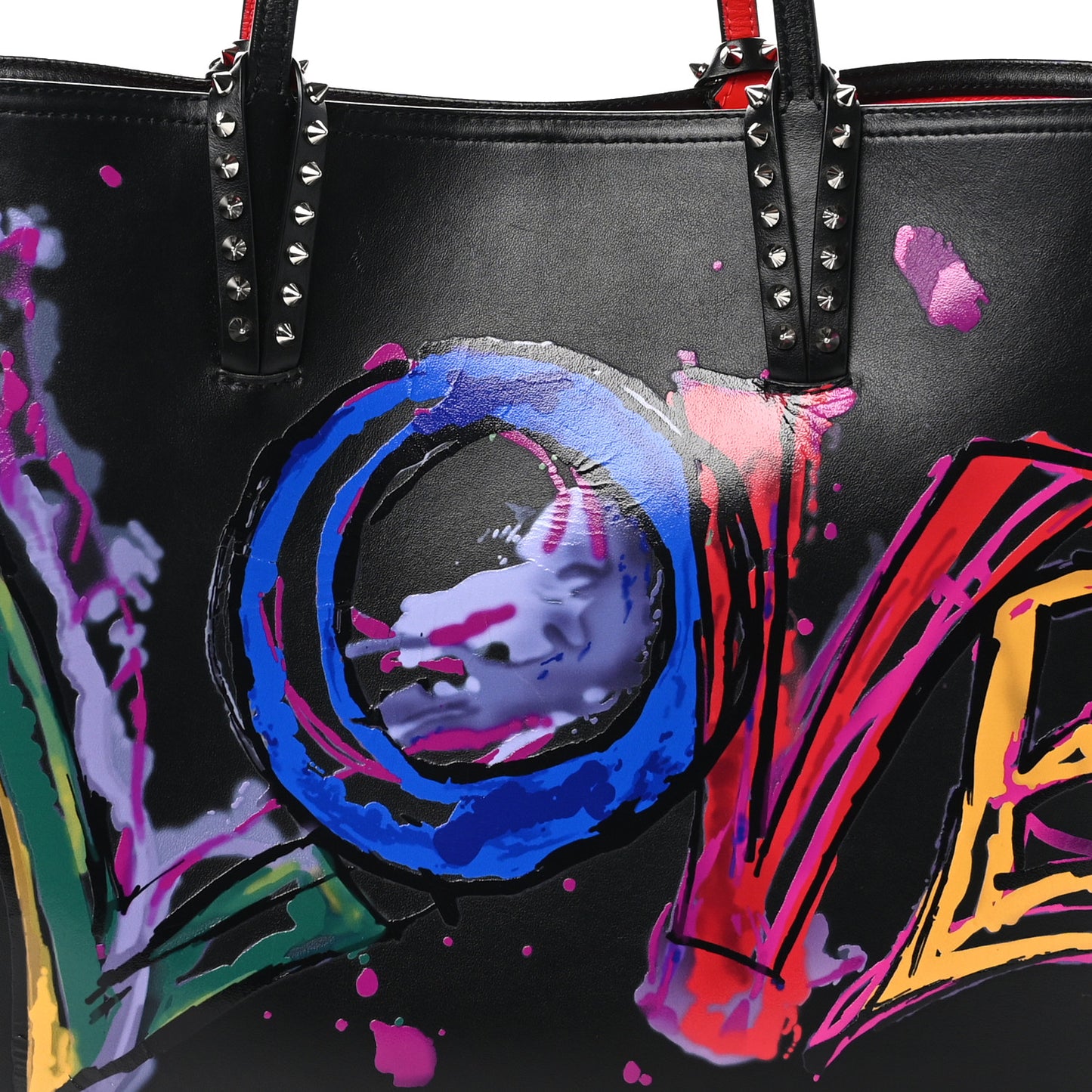 Calfskin Loubitag Spikes East West Cabata Love Tote Black