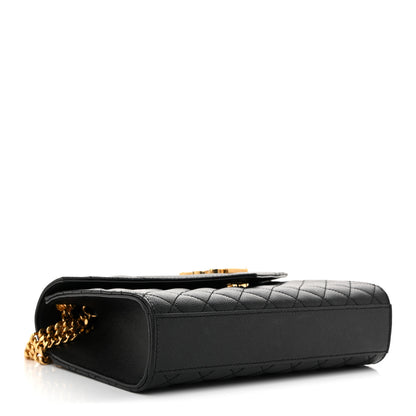Saint Laurent Grain De Poudre Textured Mixed Matelasse Triquilt Medium Monogram Satchel Black 4 of 14