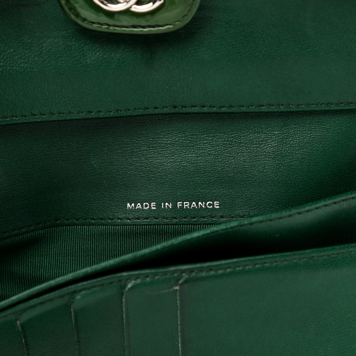 Chanel Patent Quilted Large Flap Wallet Green 7 of 9