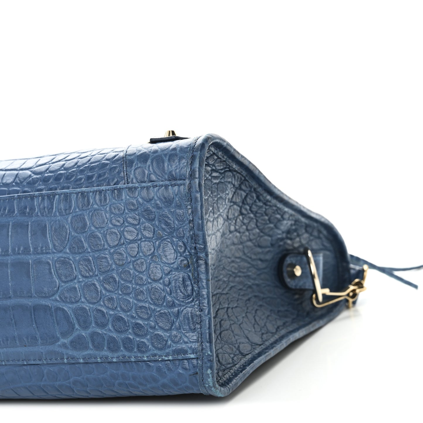 Calfskin Crocodile Embossed Classic Gold Hardware City Bleu Marine