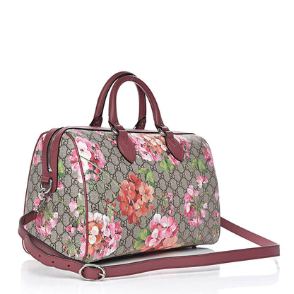 Gucci GG Supreme Monogram Blooms Medium Boston Beige Multicolor Dry Rose 3 of 11
