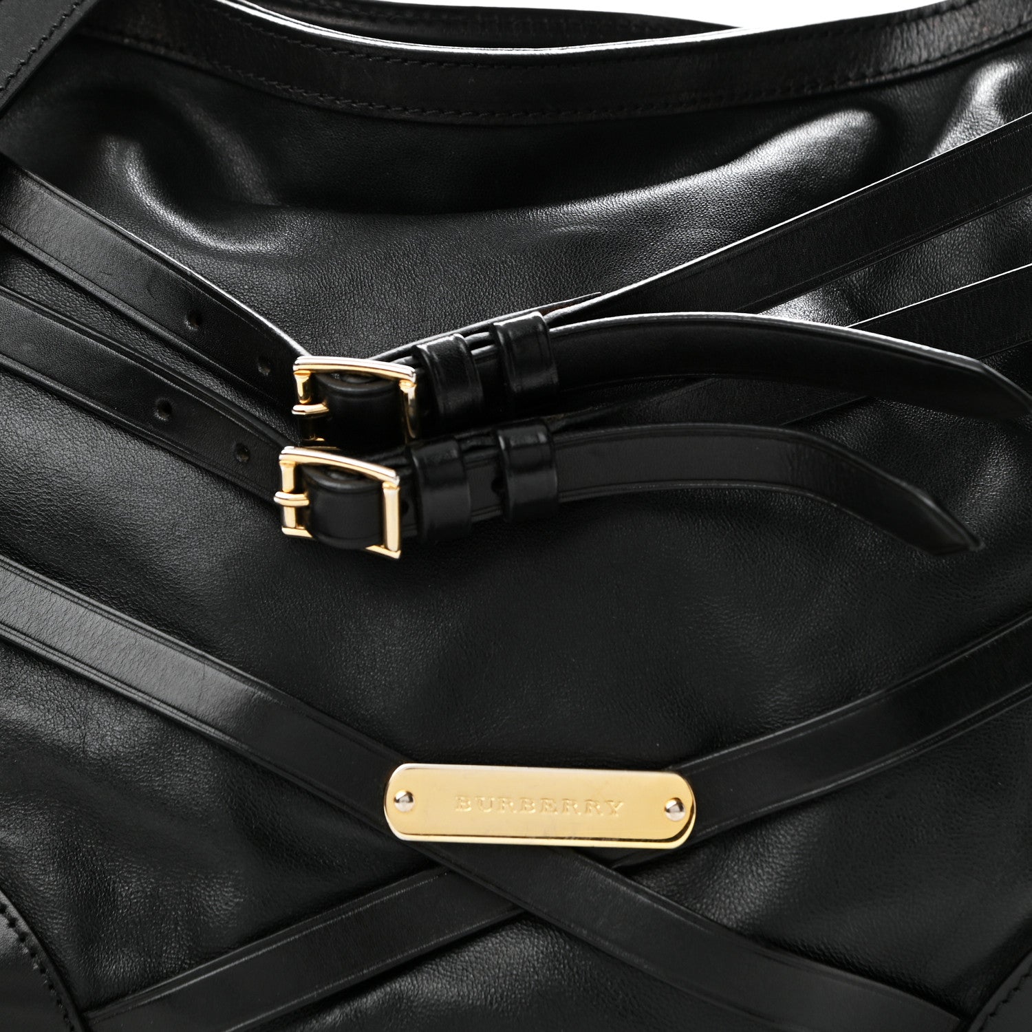 Burberry Lambskin Bridle Calfskin Small Dutton Hobo Black 7 of 14