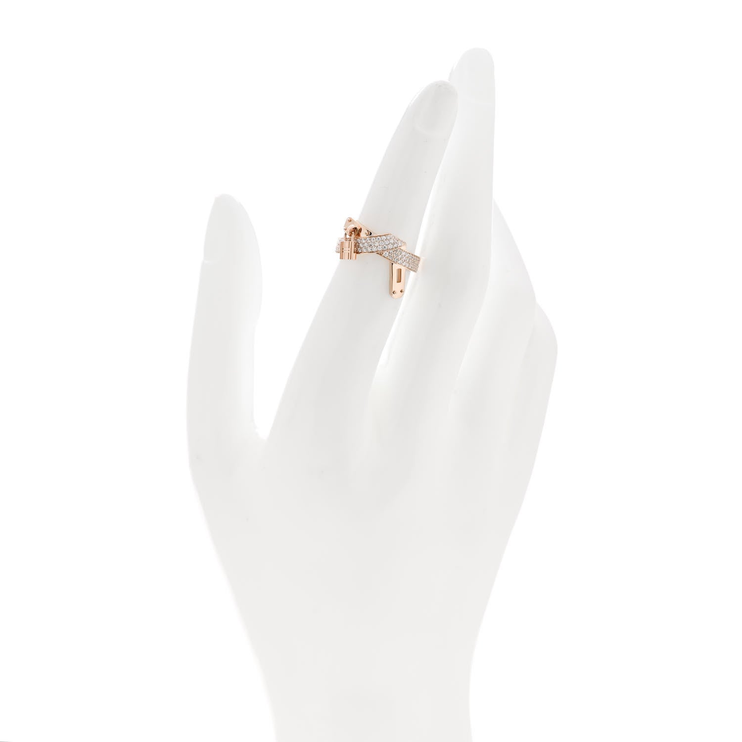 Hermes 18K Rose Gold Diamond Kelly Gavroche Ring 51 5.75 2 of 6
