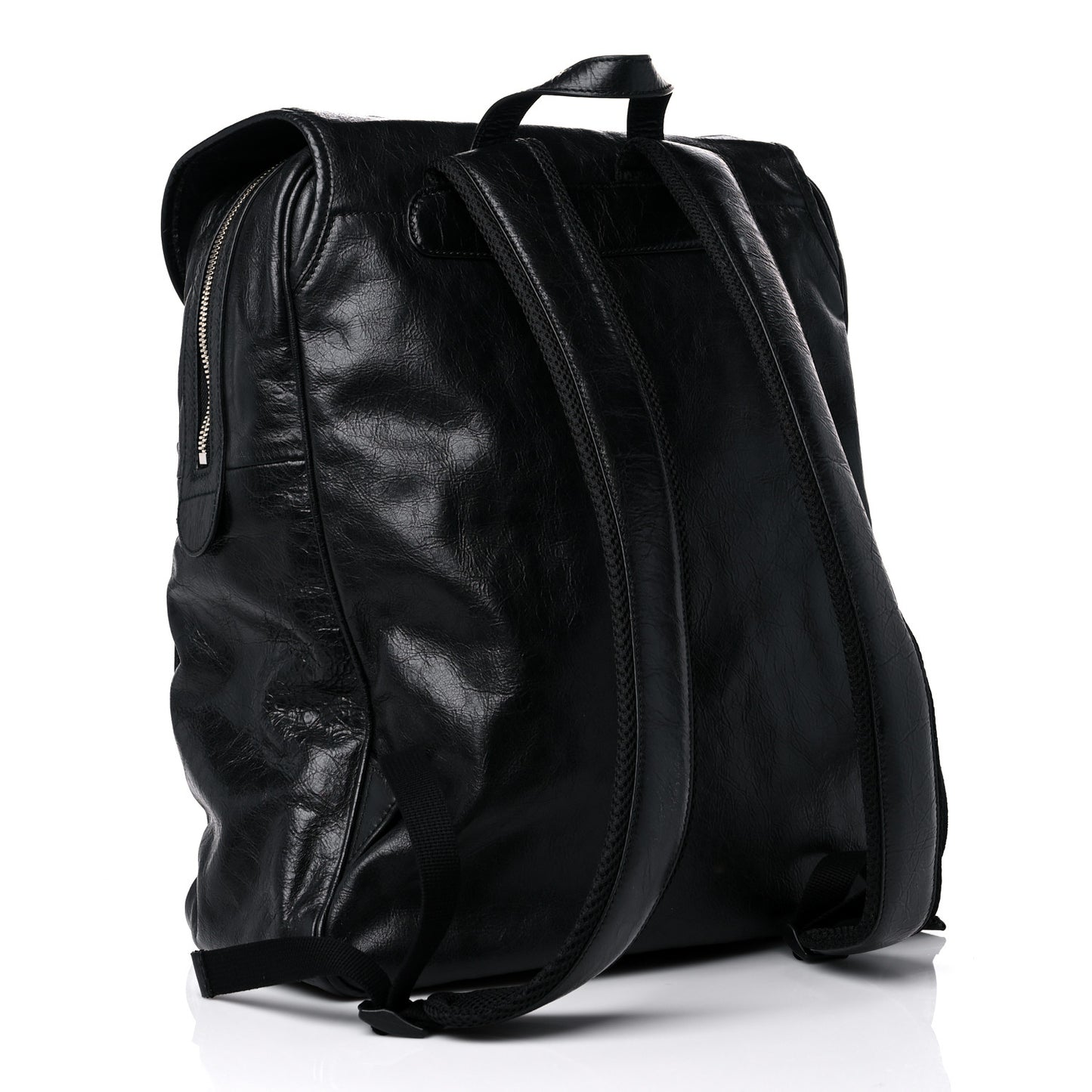 Fluffy Calfskin Mesh Nylon Medium Morpheus Double Buckle Backpack Black
