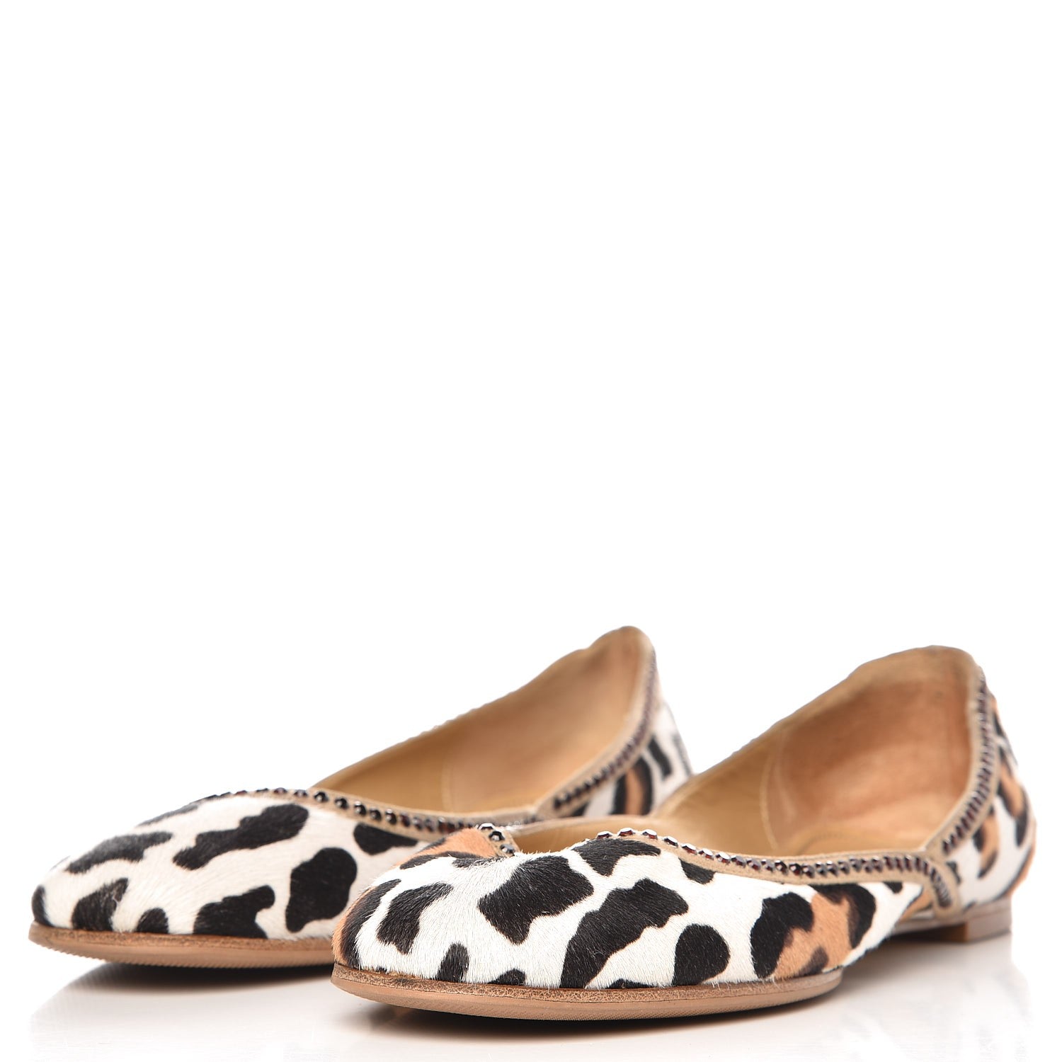 Valentino Garavani Pony Hair Leopard Print Crystal Flats 39 3 of 11