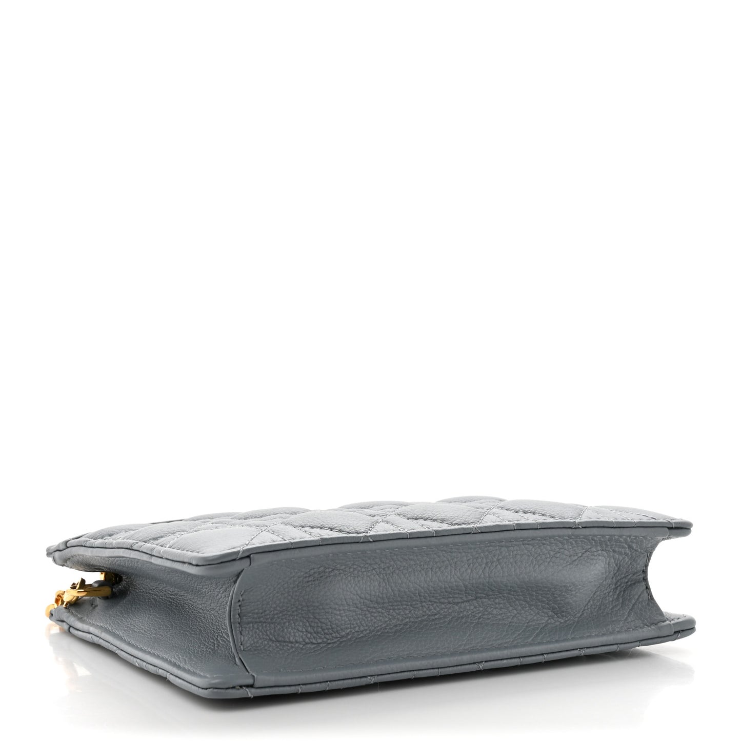 Calfskin Cannage Caro Zipped Pouch With Chain Cloud Blue