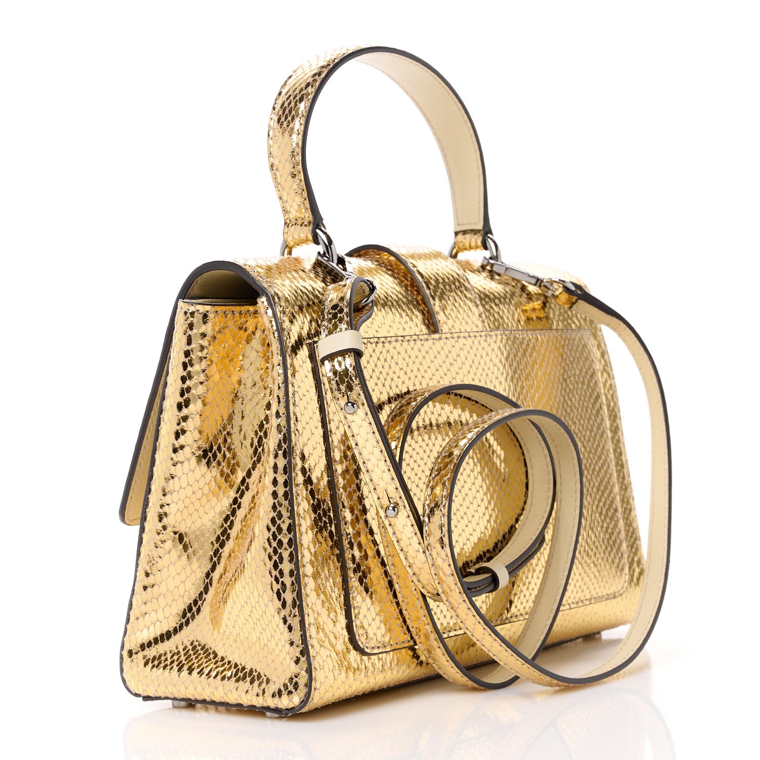 Jimmy Choo Metallic Calfskin Lizard Crystal Embossed Cheri Top