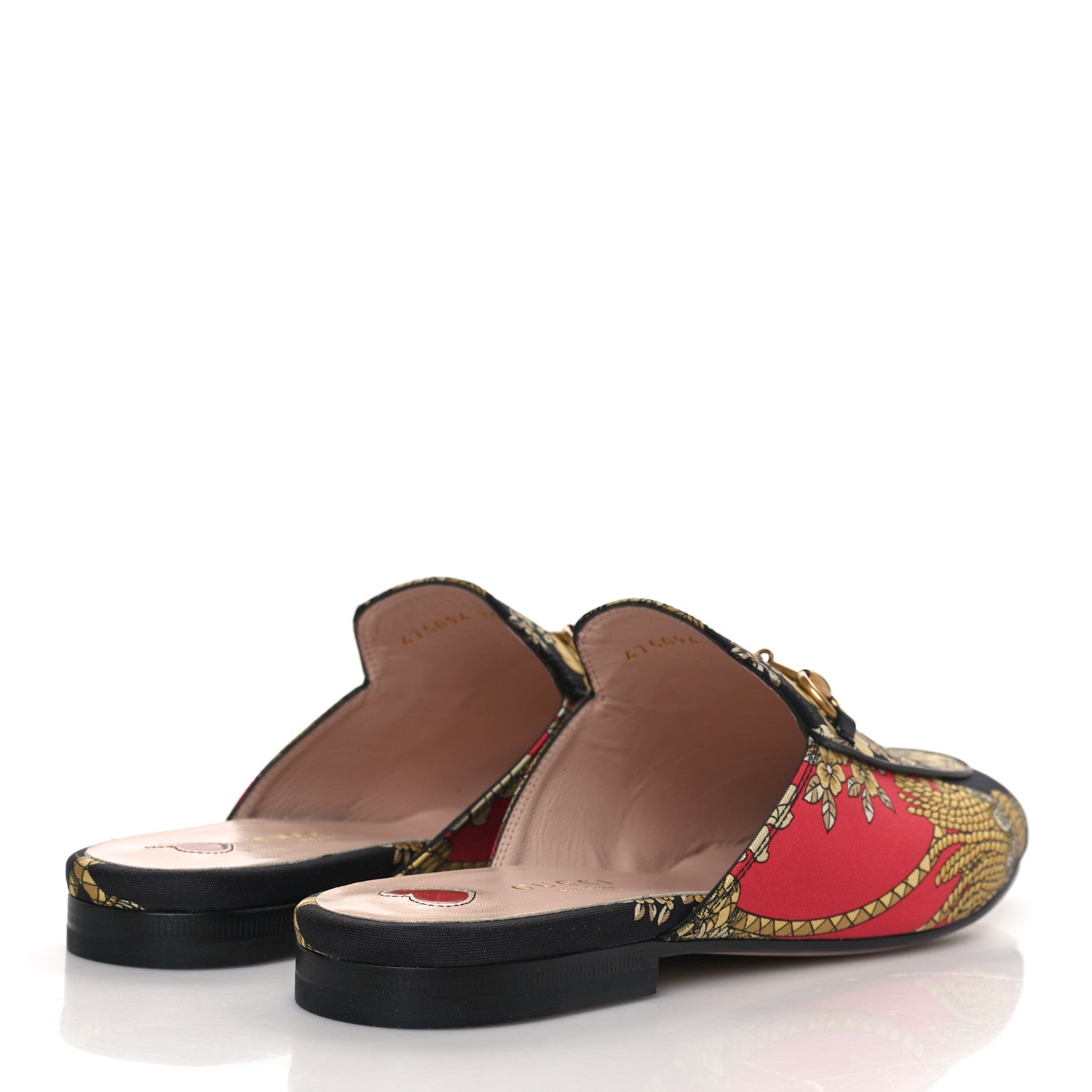 Gucci Twill Flora Womens Princetown Slippers 39 Red Black 4 of 8
