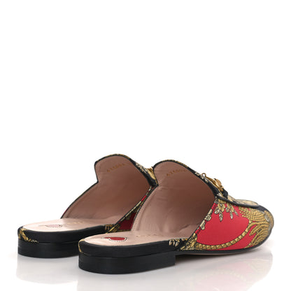 Gucci Twill Flora Womens Princetown Slippers 39 Red Black 4 of 8