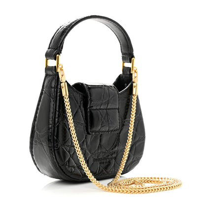 Alexander Wang Crocodile Embossed Calfskin Micro Legacy Hobo Black 3 of 13