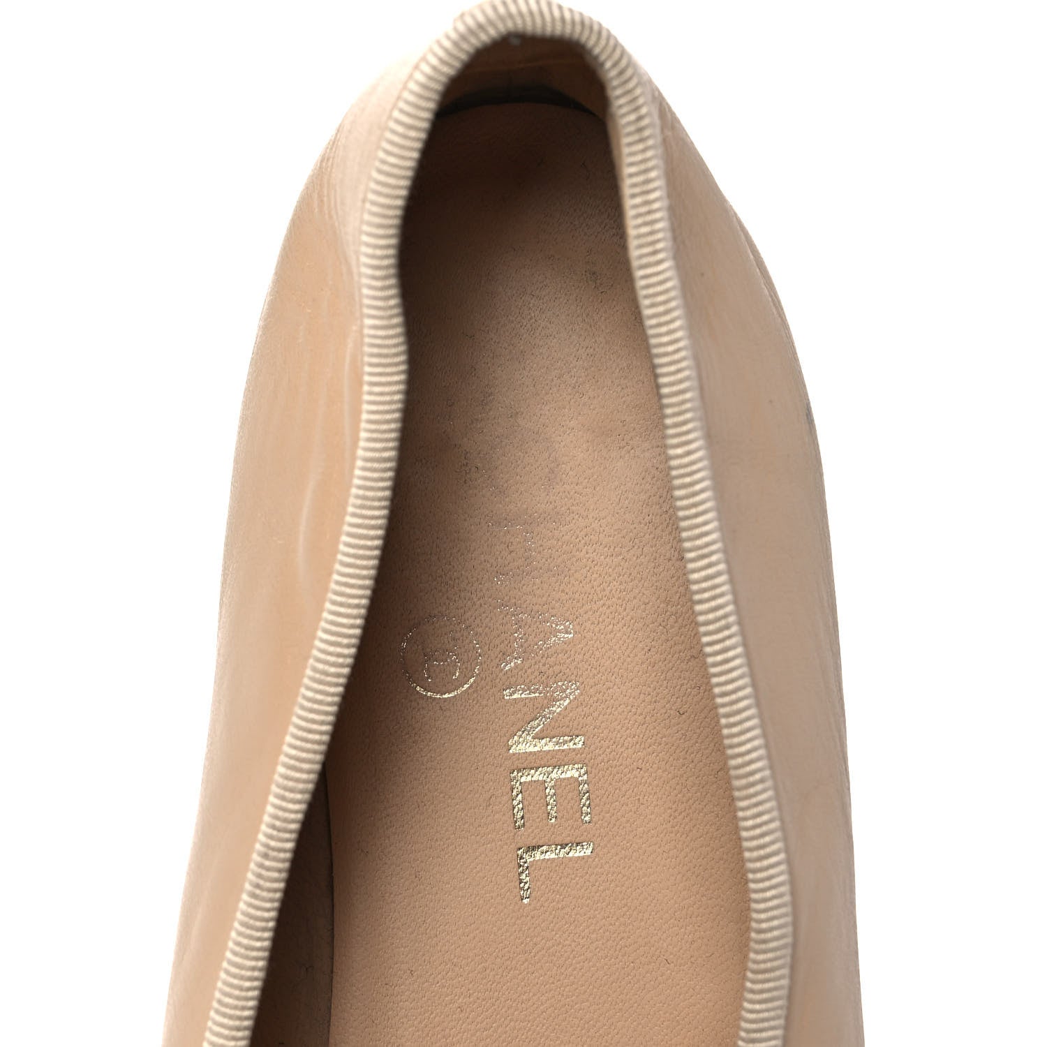 Chanel Lambskin Cap Toe CC Ballerina Flats 38.5 Beige Black 7 of 8