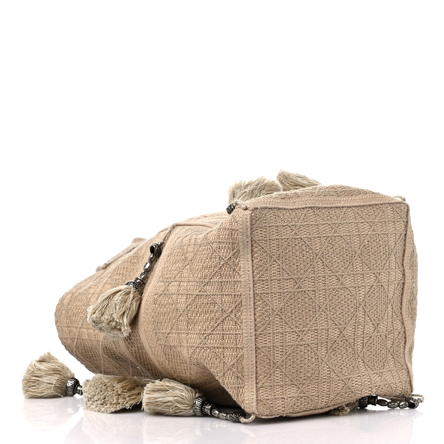 Christian Dior Canvas Embroidered D-Bubble Bucket Bag Beige 4 of 9