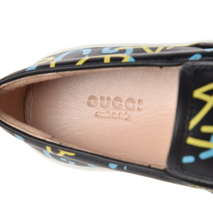 Gucci Calfskin GucciGhost Print Womens Slip On Sneakers 34.5 Black New Acquamarine 7 of 10
