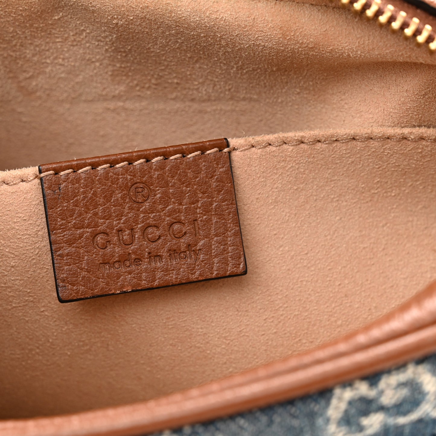 New Denim GG Monogram Dollar Calfskin Mini Ophidia Shoulder Bag Blue Tea Cuir Epilog