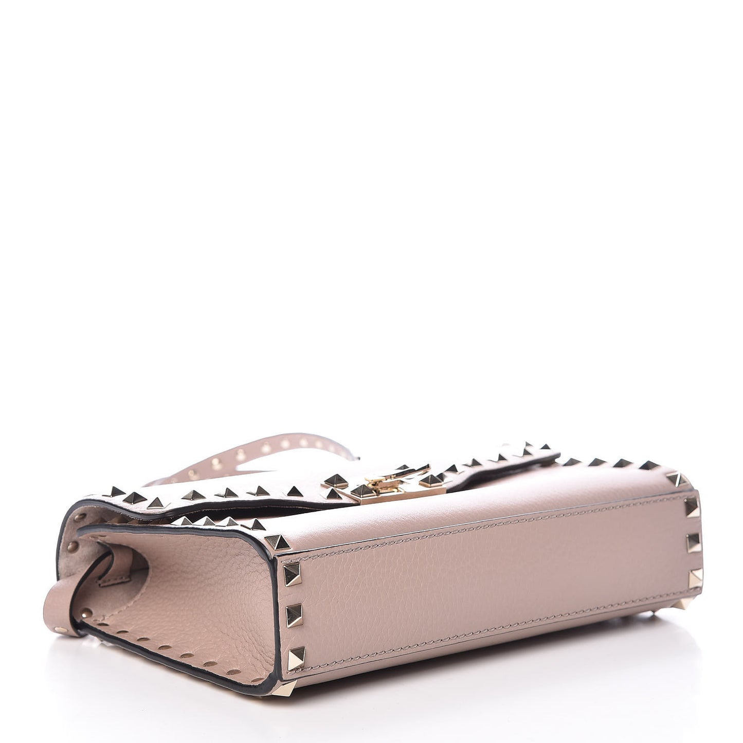 Pebbled Calfskin Medium Rockstud Flip Lock Crossbody Bag Poudre