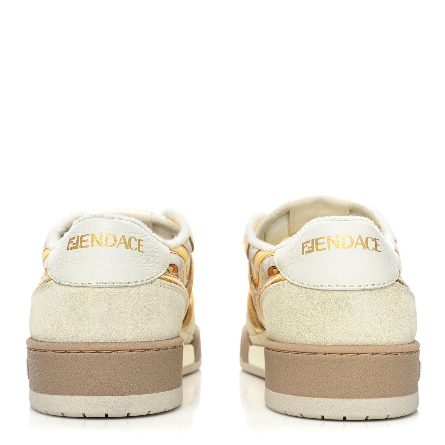X FENDI Fabric FF Baroque Womens Fendace Match Sneakers 39 Gold Multicolor