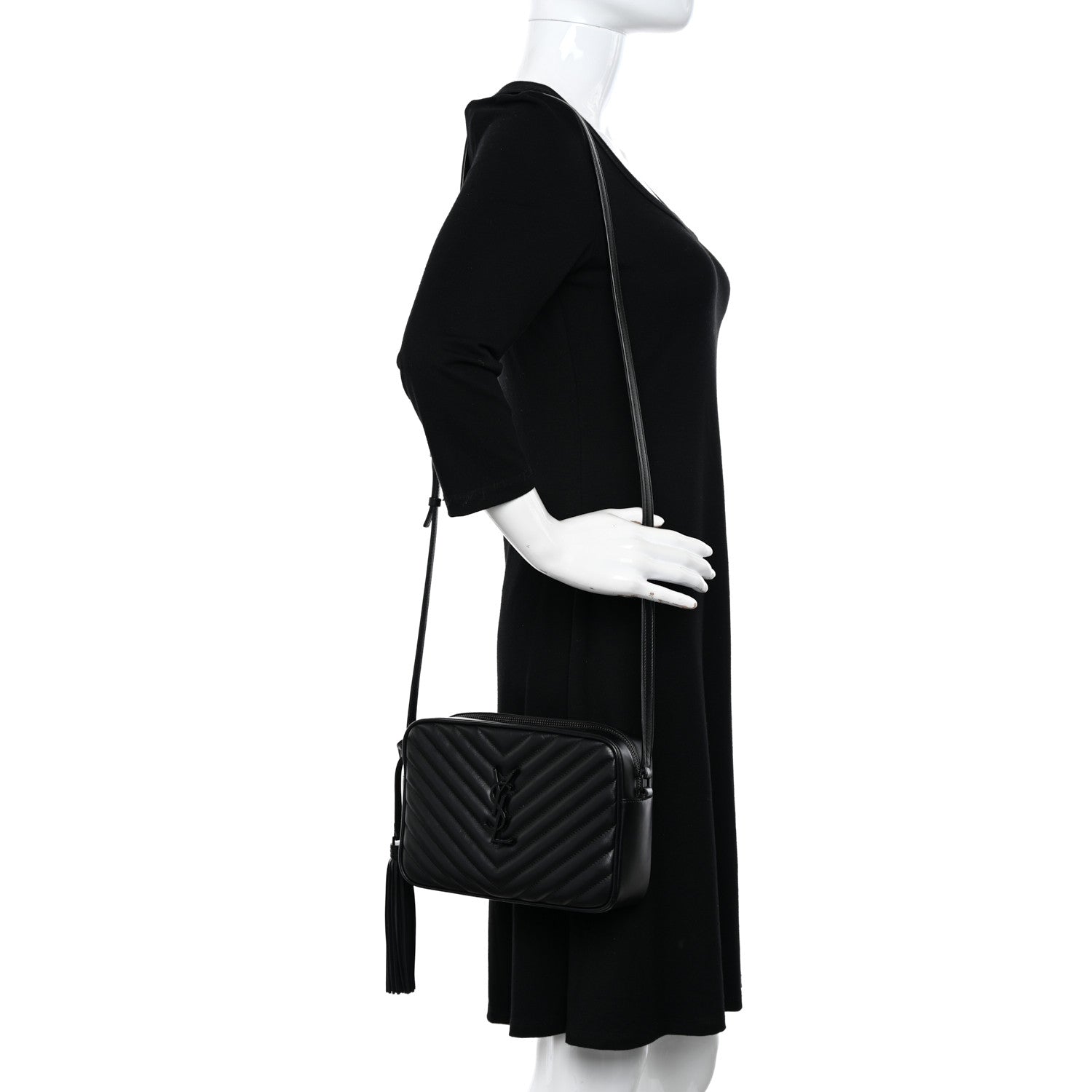 Saint Laurent Calfskin Matelasse Monogram Monochrome Lou Camera Bag Black 2 of 10