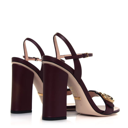 Gucci Lifford Calfskin GG Marmont Ankle Wrap 105mm Sandals 39 Vintage Bordeaux 4 of 10