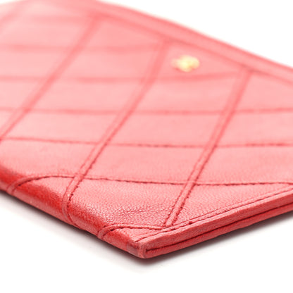 Chanel Lambskin Diamond Stitched Card Holder Red 8 of 9