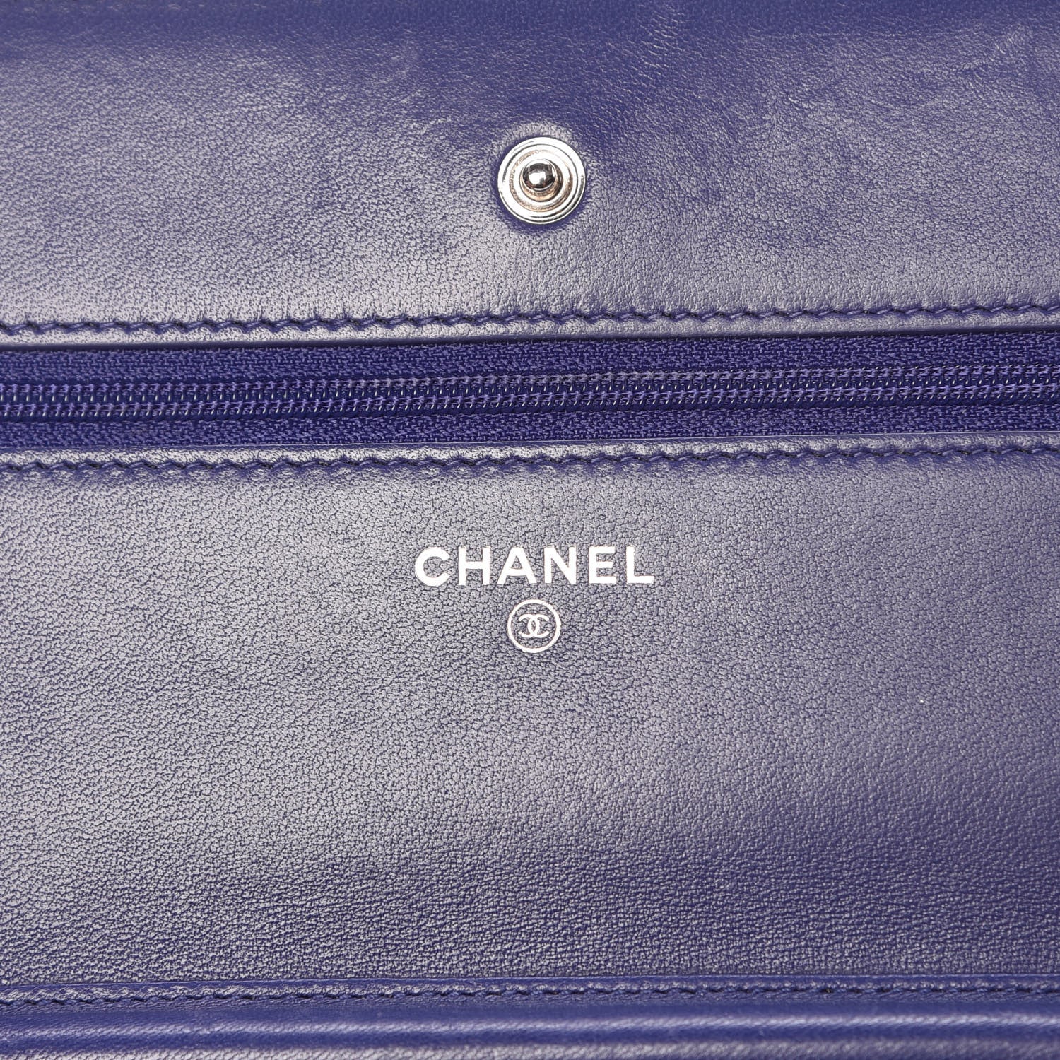 Chanel Lambskin Quilted Wallet On Chain WOC Dark Blue 8 of 11