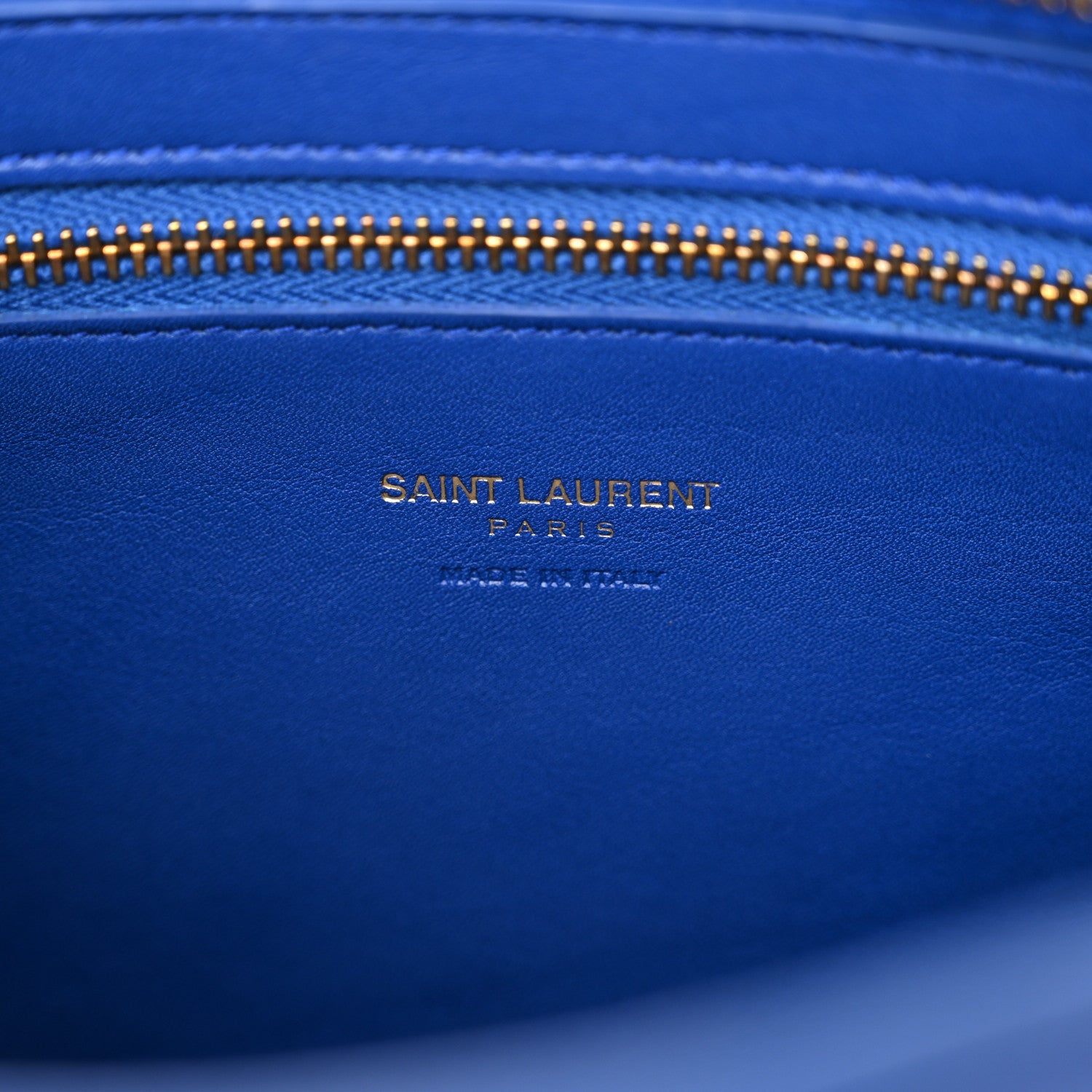 Saint Laurent Calfskin Small Monogram Cabas Blue Majorelle 7 of 12
