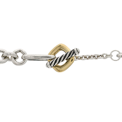 David Yurman Sterling Silver 18K Yellow Gold Figaro Chain Link Necklace 3 of 4