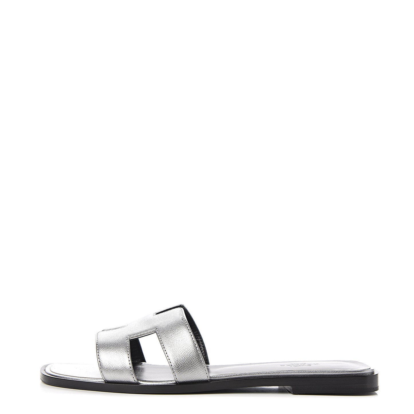 Metallic Epsom Oran Sandals 39 Gris Argente