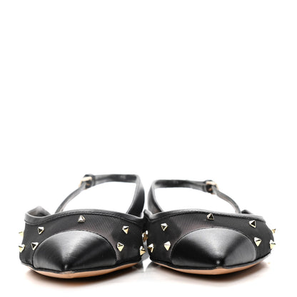 Valentino Garavani Mesh Shining Rockstud Slingback Flats 35.5 Black 2 of 10