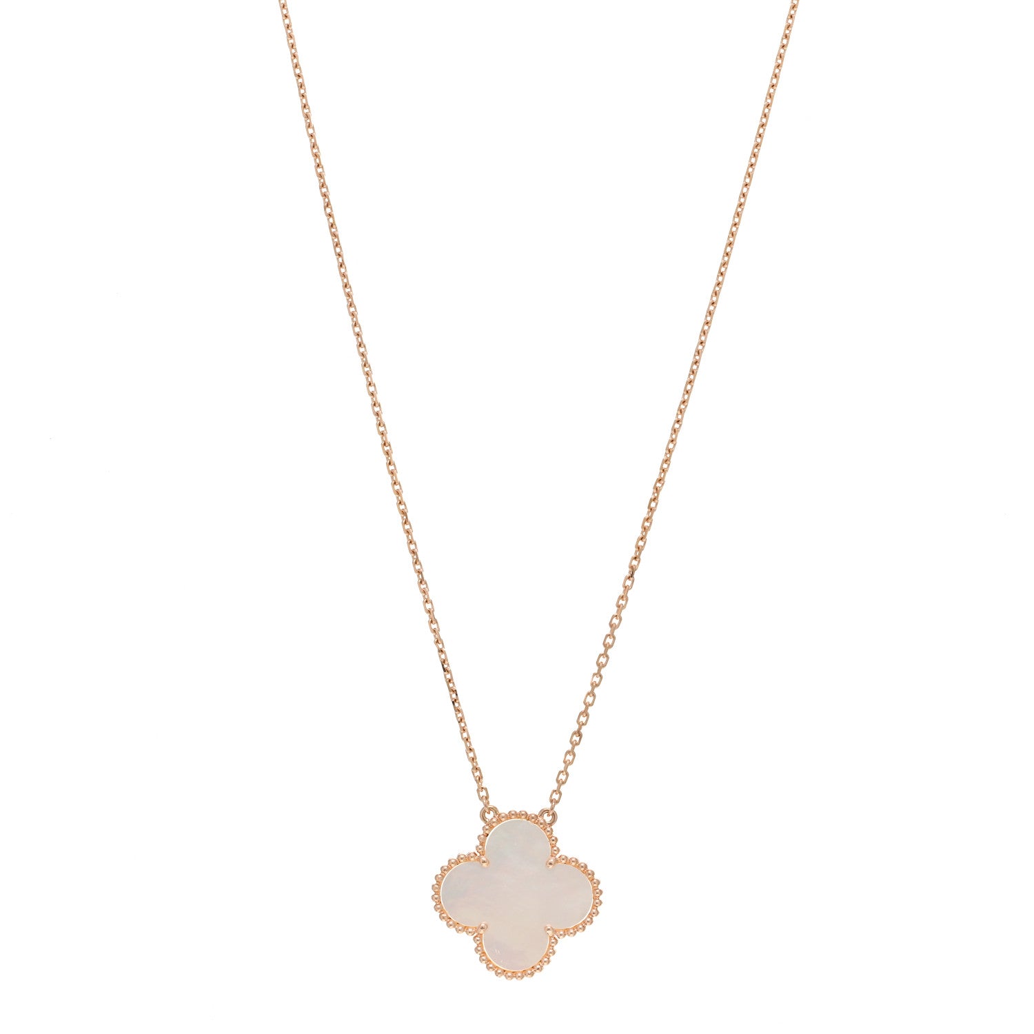 Van Cleef & Arpels 18K Rose Gold Mother of Pearl "Edition Ginza" Magic Alhambra Pendant Necklace 1 of 6