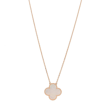 Van Cleef & Arpels 18K Rose Gold Mother of Pearl "Edition Ginza" Magic Alhambra Pendant Necklace 1 of 6