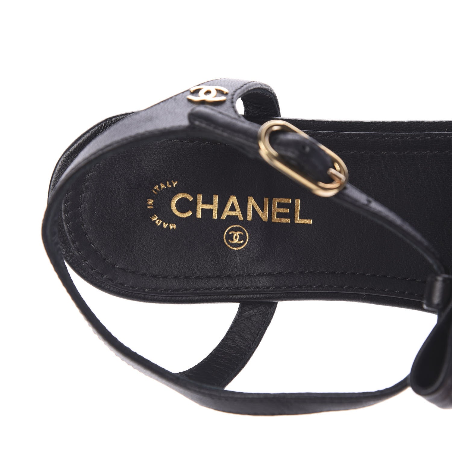 Chanel Lambskin Bow Pearl CC Thong Sandals 37.5 Black 7 of 9