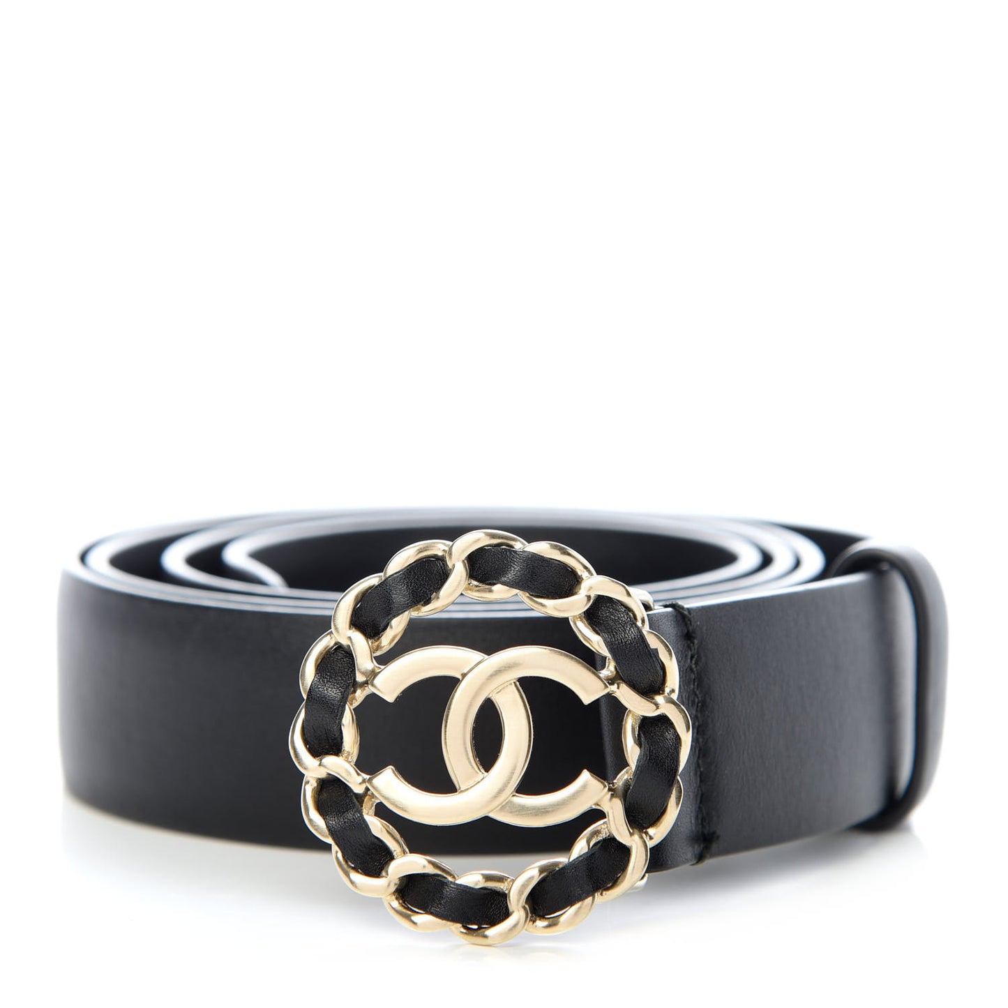 Calfskin CC Chain Belt 100 40 Black