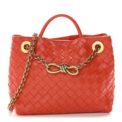 Bottega Veneta Nappa Intrecciato Small Andiamo With Chain Shoulder Bag Orange 1 of 9