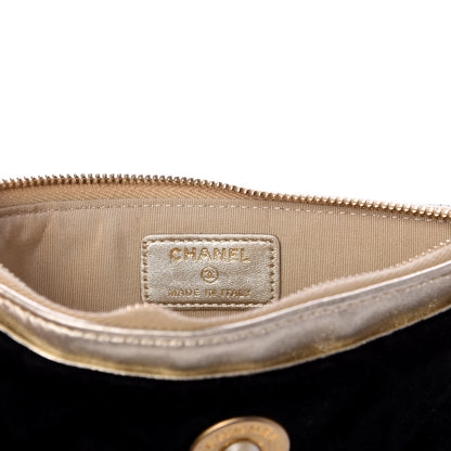 Chanel Velvet Metallic Lambskin Quilted Cosmetic Case Black 6 of 8